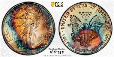 1991 $1 Silver Eagle MS67