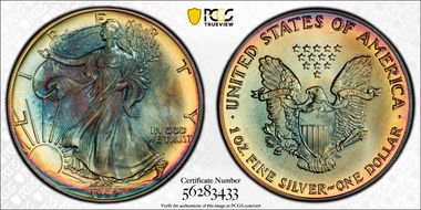 1992 $1 Silver Eagle MS66