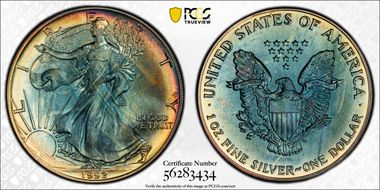 1992 $1 Silver Eagle MS67