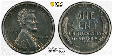 1943-D 1C AU50
