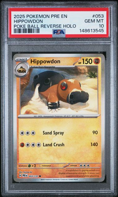 2025 Pokemon Prismatic Evolutions Pokeball Reverse Holo Reverse Holo #053 Hippowdon front