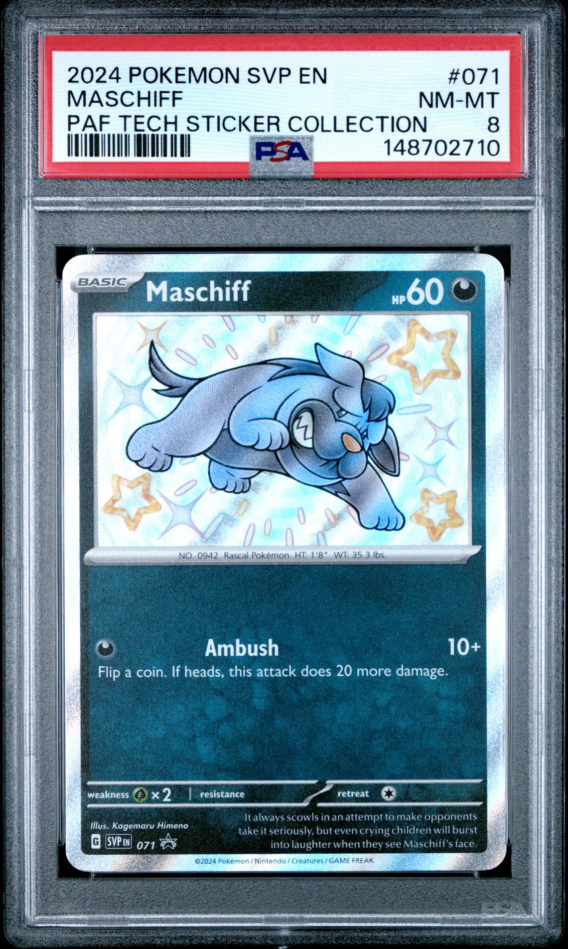 2024 Pokemon POKEMON SVP EN-SV BLACK STAR PROMO PAF TECH STICKER COLLECTION #071 Maschiff front