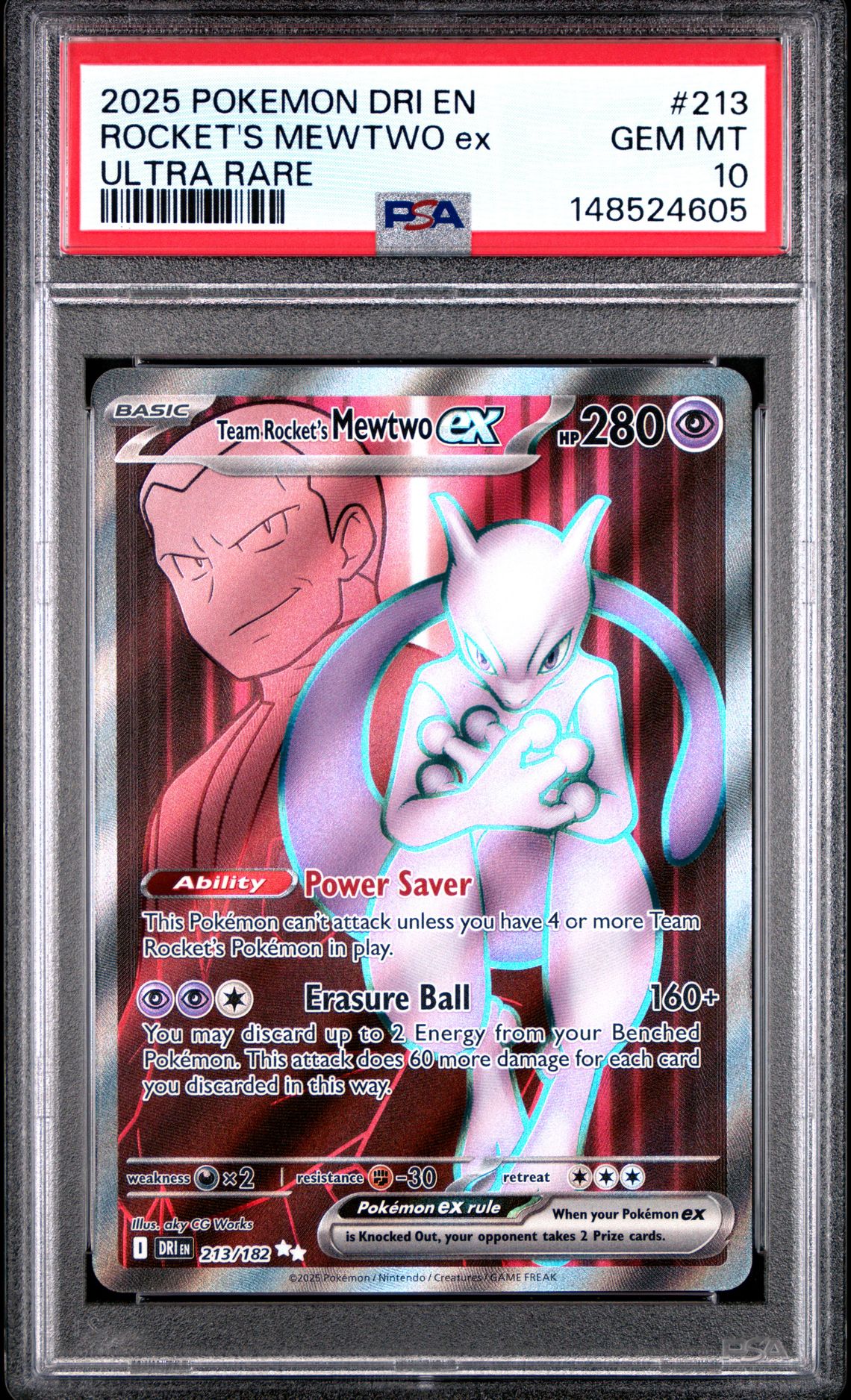 2025 Pokemon POKEMON DRI EN-DESTINED RIVALS ULTRA RARE #213 Rocket's Mewtwo EX front
