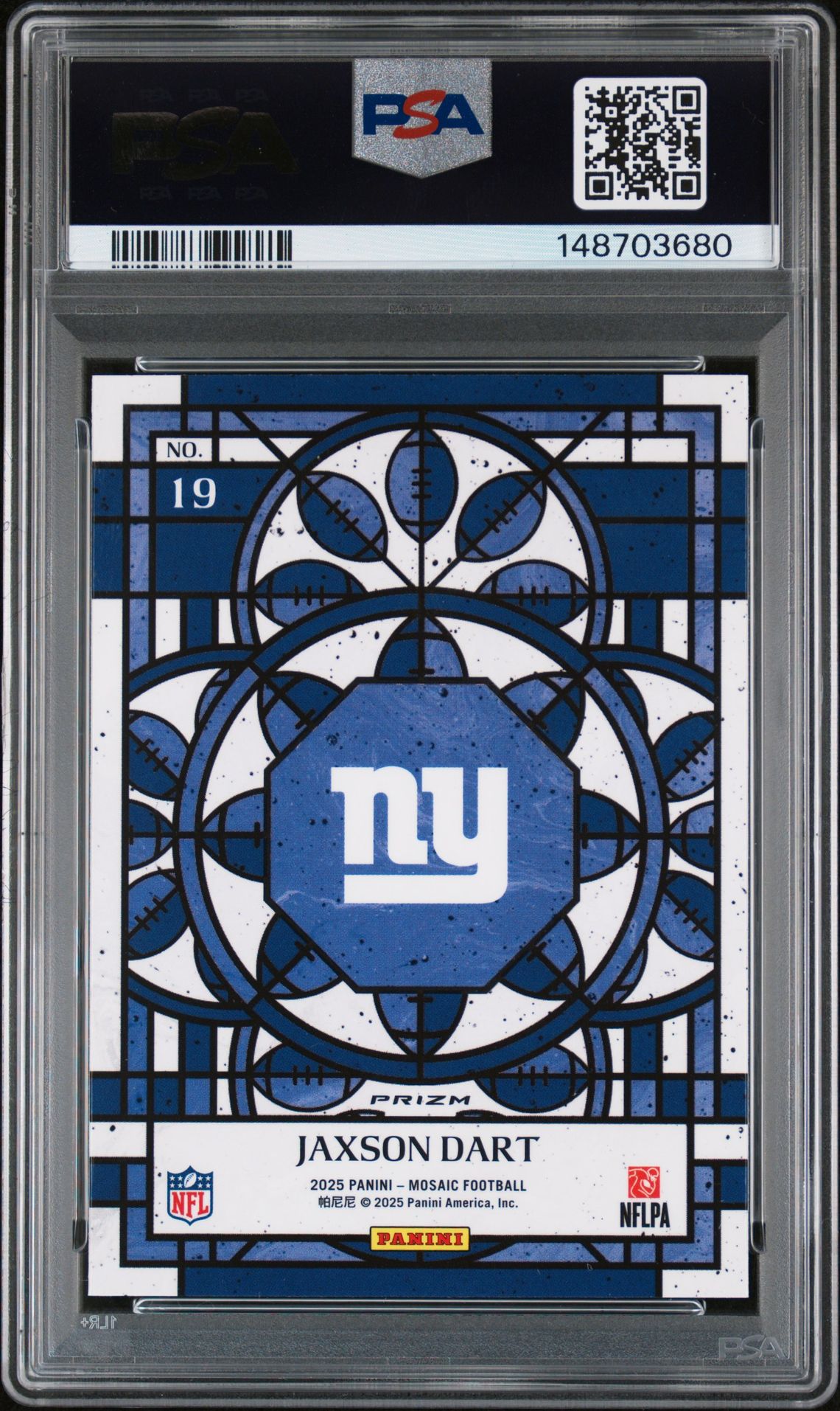 2025 Panini Mosaic Stained Glass Jaxson Dart #19 Gem Mt 10 back