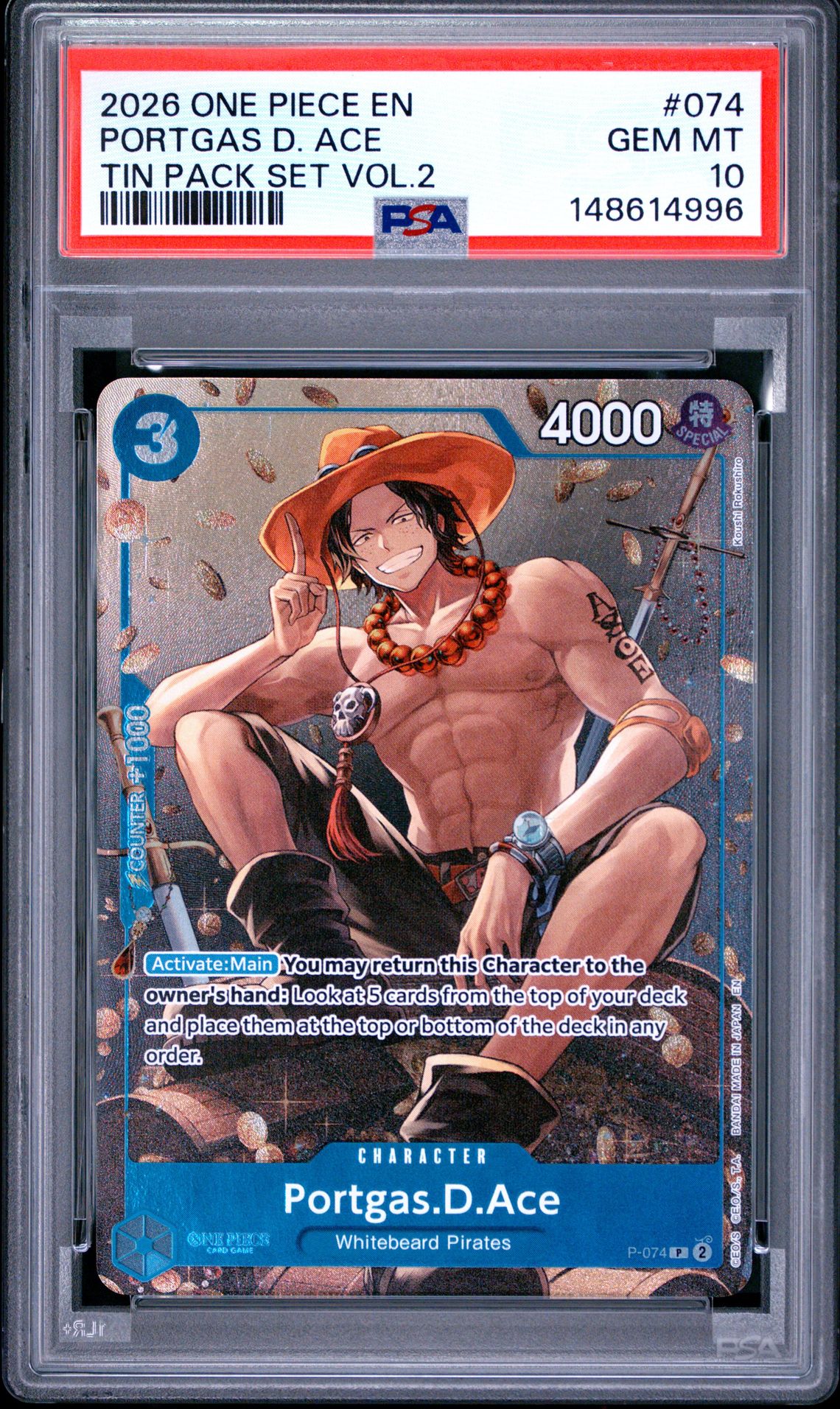 2026 One Piece ONE PIECE PROMOS TIN PACK SET VOL.2 #074 Portgas D. Ace front