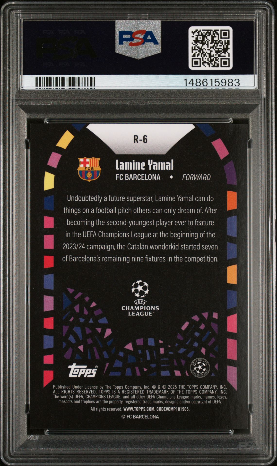 2024 Topps Merlin Uefa Club Competitions Renaissance Lamine Yamal #R6 Gem Mt 10 back