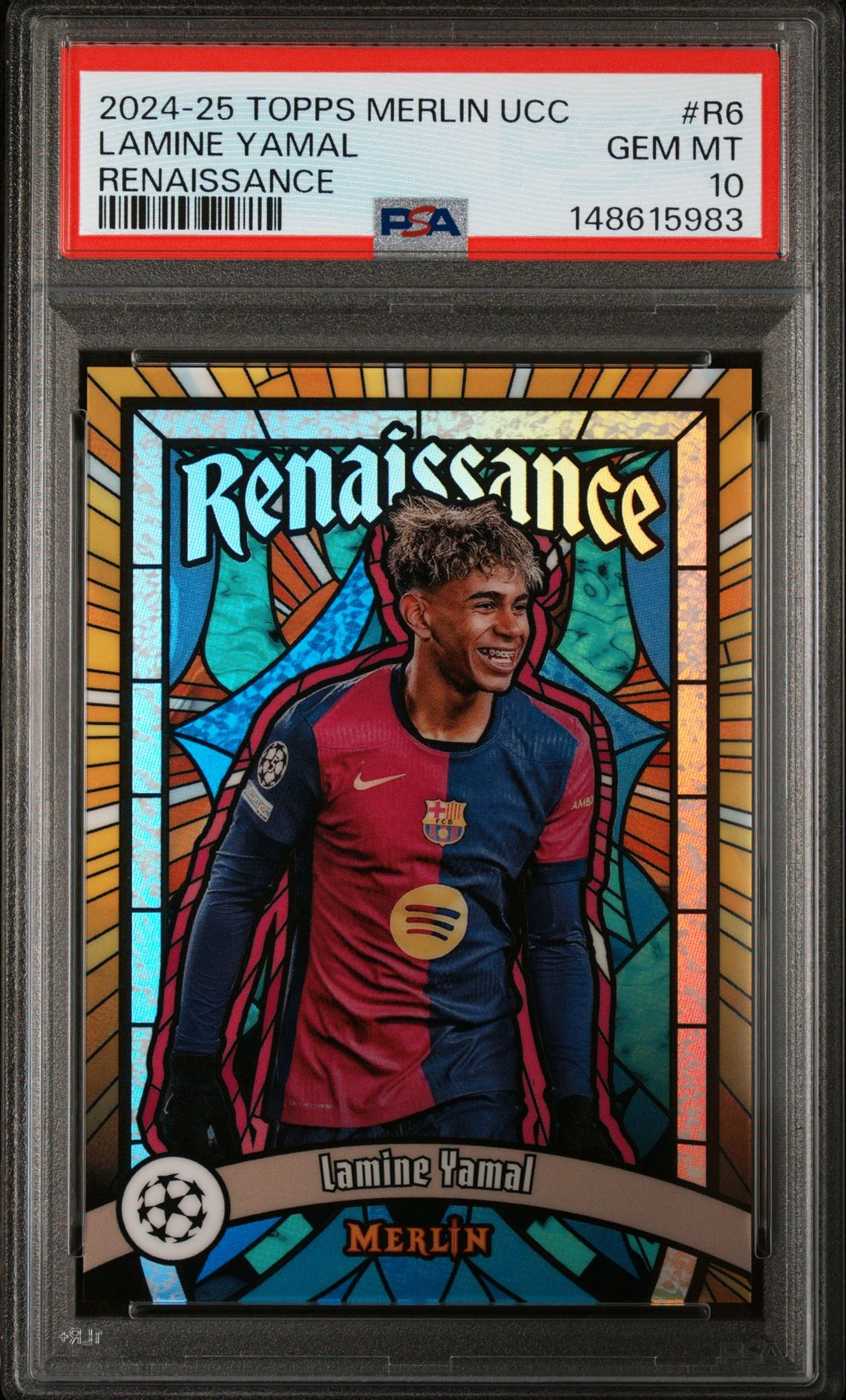 2024 Topps Merlin Uefa Club Competitions Renaissance Lamine Yamal #R6 Gem Mt 10 front