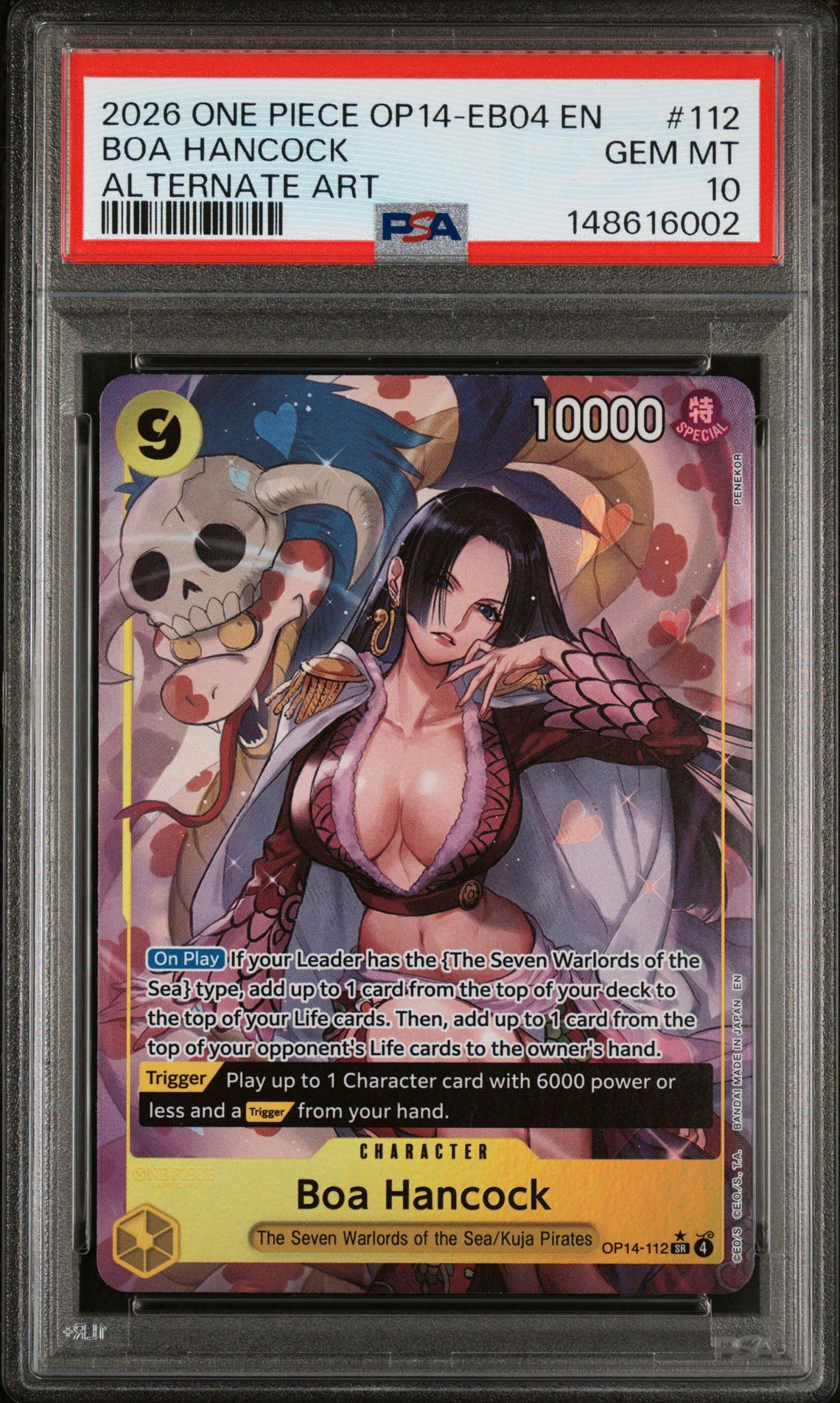 2026 One Piece Op14-Eb04-The Azure Sea's Seven Boa Hancock #112 (Alternate Art) Gem Mt 10 front