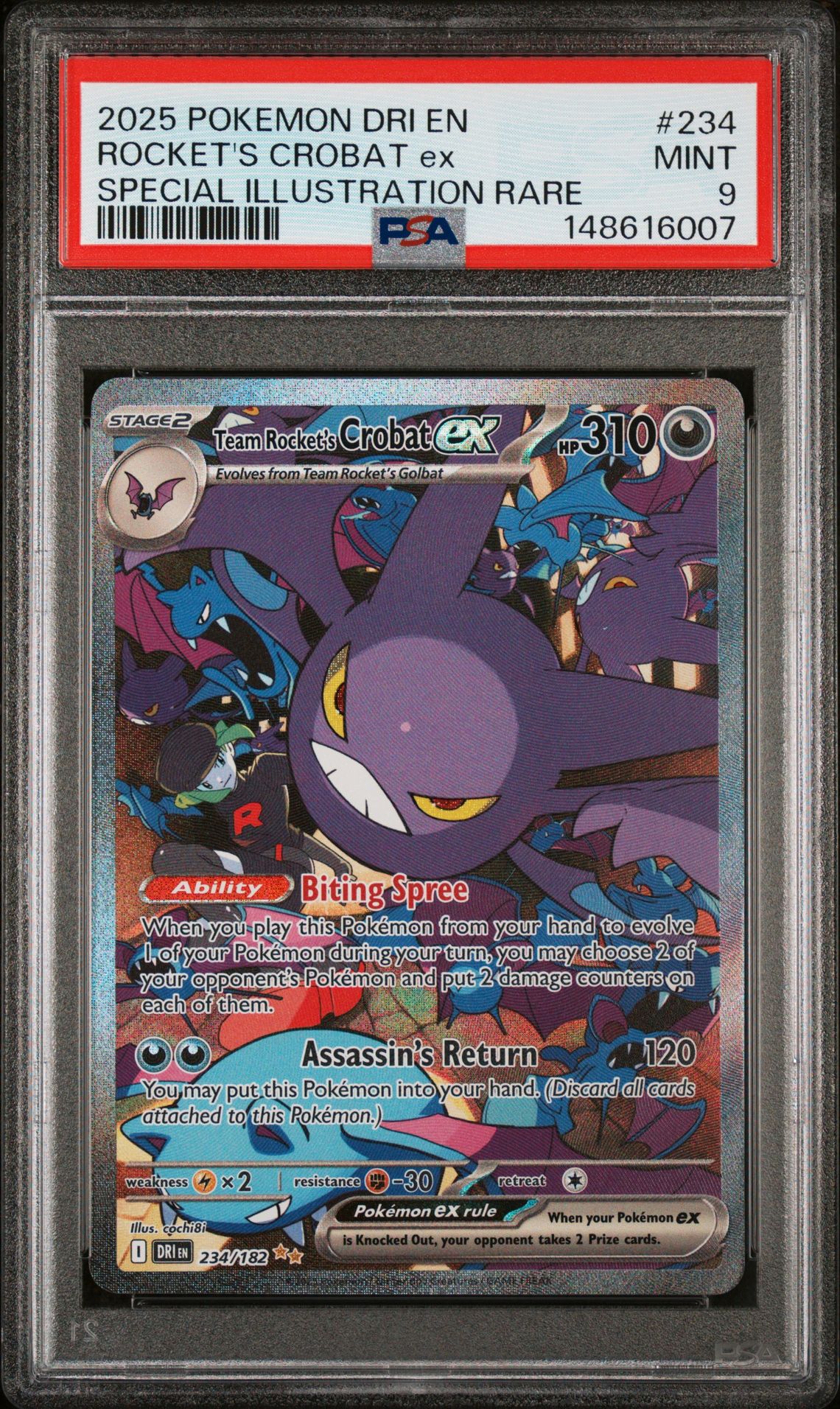 2025 Pokemon Dri En-Destined Rivals Rocket's Crobat Ex #234 (Special Illustration Rare) Mint 9 front