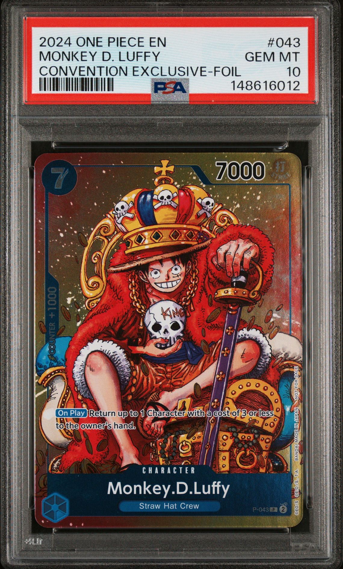 2024 One Piece Promos Monkey D. Luffy #043 (Convention Exclusive-Foil) Gem Mt 10 front