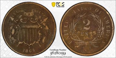 1864 2C Large Motto N1BN