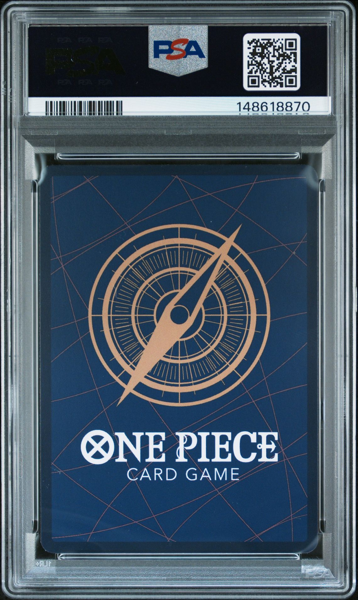 2025 One Piece Op11-A Fist Of Divine Speed G/G F/F Pistol Red Hawk #114 (Alternate Art) Gem Mt 10 back view - PSA certificate #148618870