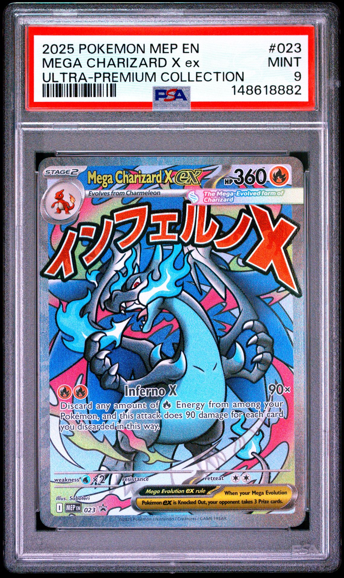 2025 Pokemon Mep En-Me Black Star Promo Mega Charizard X Ex #023 (Ultra-Premium Collection) Mint 9 front