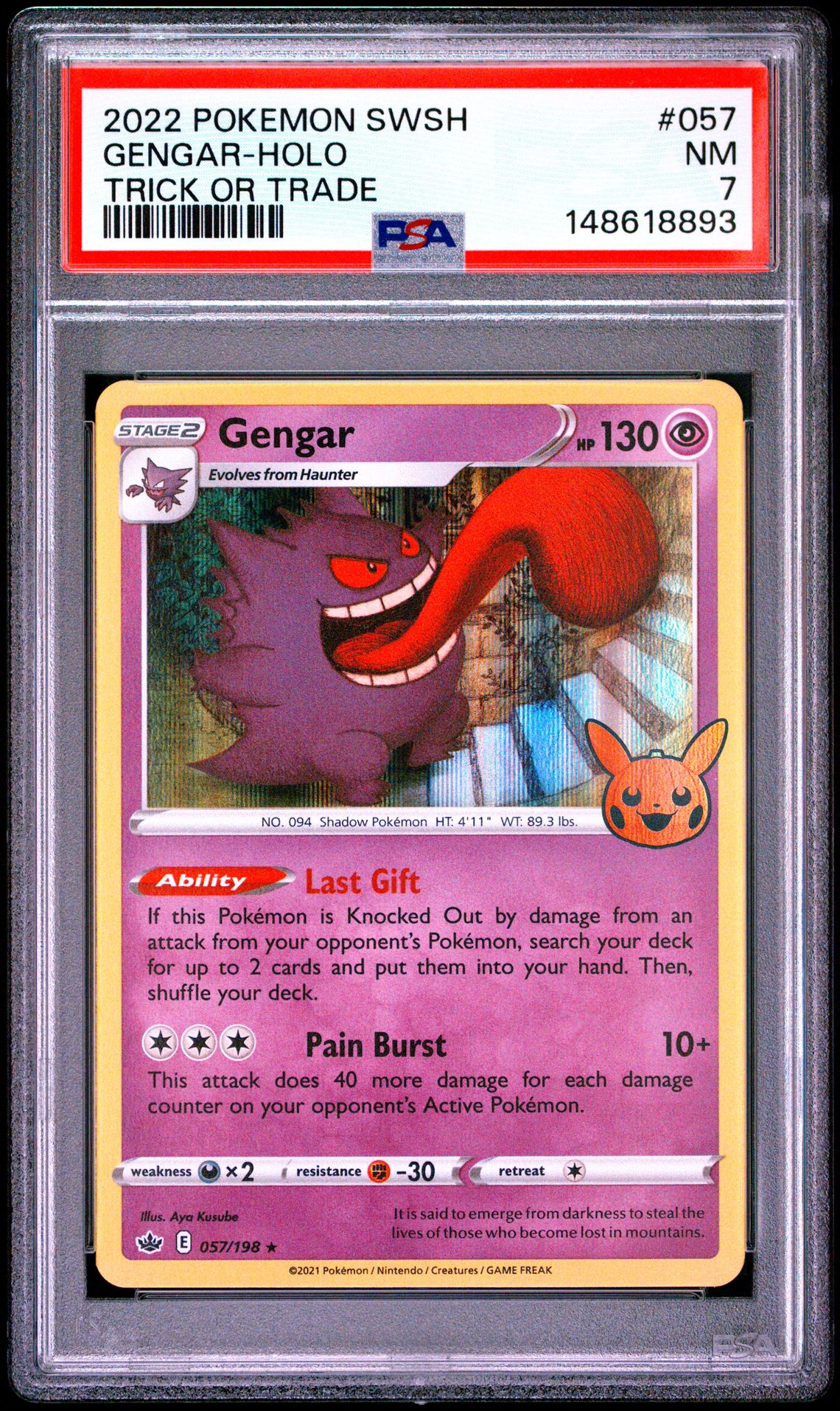 2021 Pokemon Sword & Shield Chilling Reign Gengar-Holo #057 (Trick Or Trade) Nm 7 front