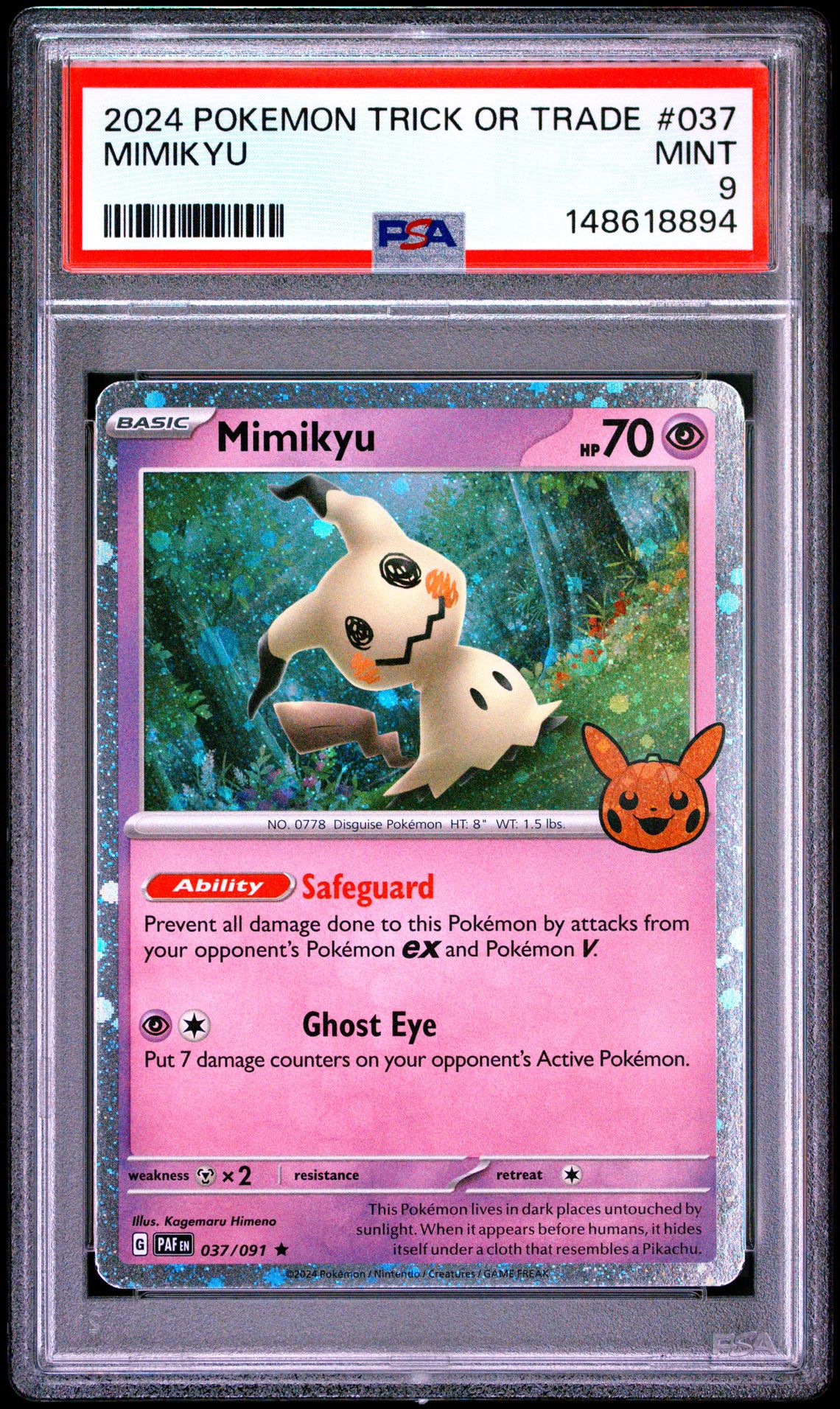 2024 Pokemon Trick Or Trade Mimikyu #037 Mint 9 front