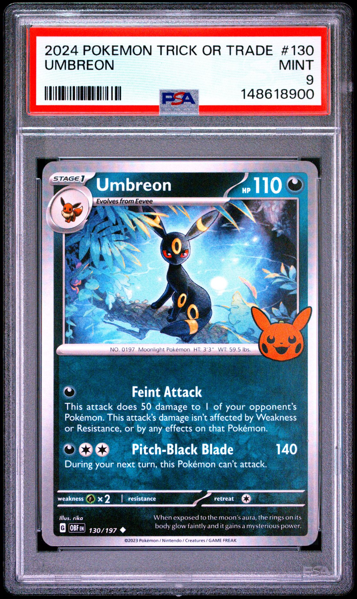 2024 Pokemon Trick Or Trade Umbreon #130 Mint 9 front