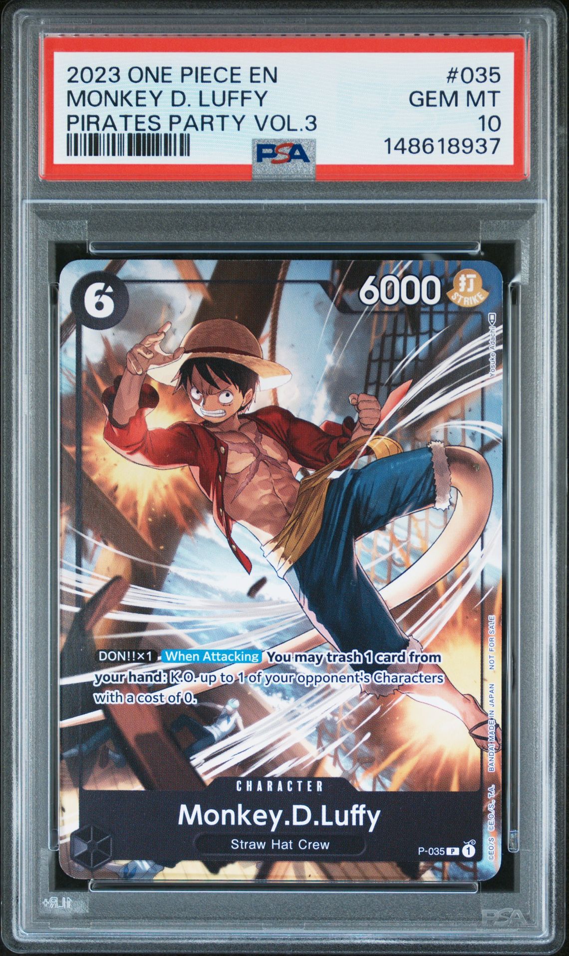 2023 One Piece Promos Monkey D. Luffy #035 (Pirates Party Vol.3) Gem Mt 10 front