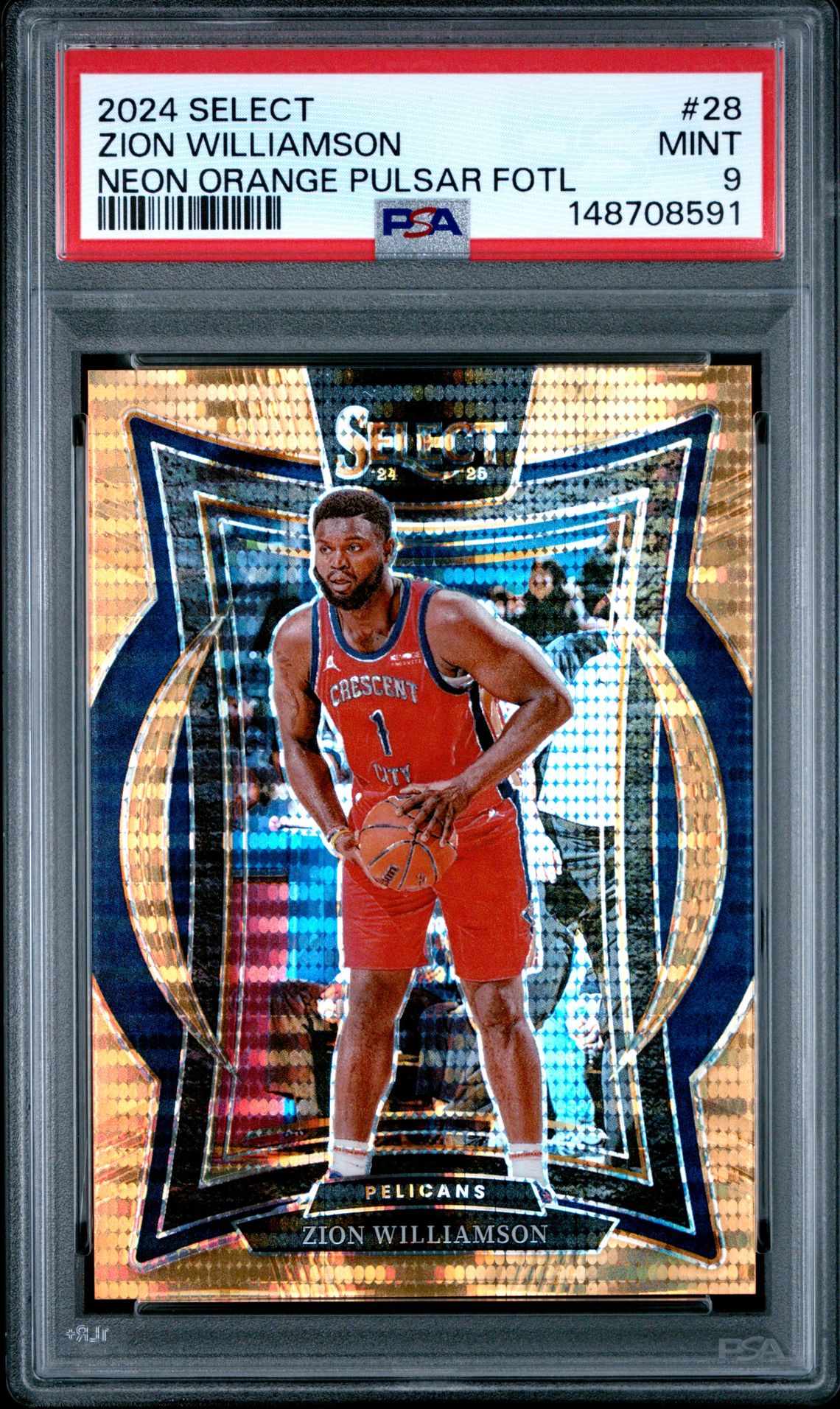 2024 Panini PANINI SELECT NEON ORANGE PULSAR FOTL #28 Zion Williamson front