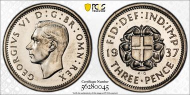 1937 3D S-4085 Silver Shield on Rose PR66
