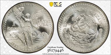 1983-Mo Onza Libertad Ag DDO MS67