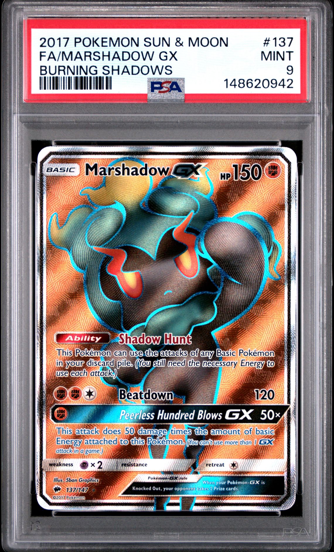 2017 Pokemon POKEMON SUN & MOON BURNING SHADOWS #137 Fa/Marshadow Gx front