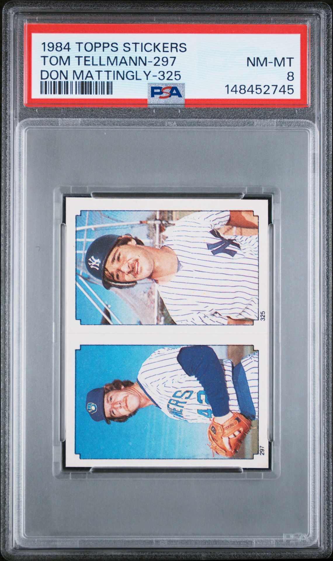 1984 Topps TOPPS STICKERS DON MATTINGLY-325 Tom Tellmann-297 front