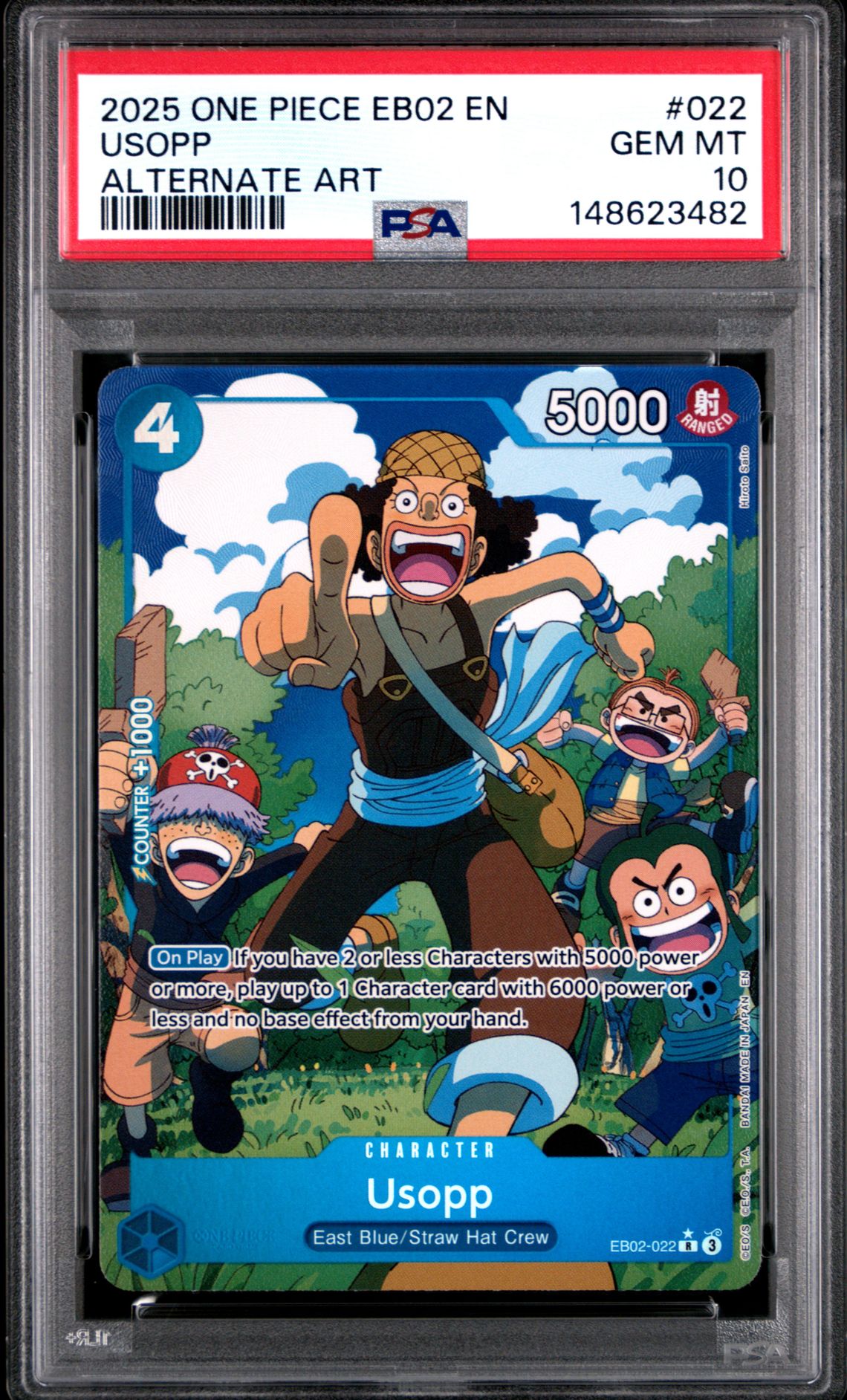 2025 One Piece Eb02-Extra Booster -Anime 25Th Collection- Usopp #022 (Alternate Art) Gem Mt 10 front view - PSA graded GEM MT 10