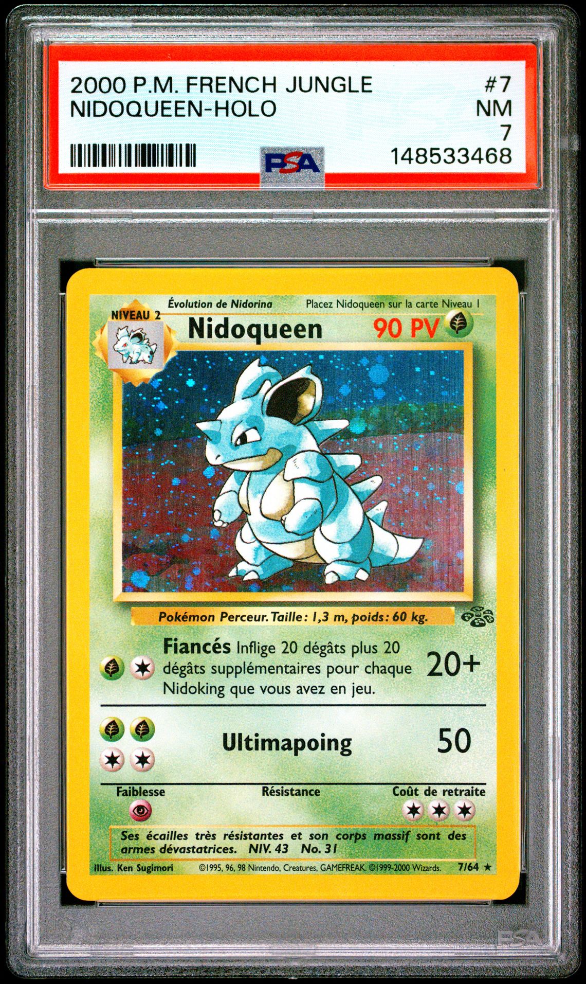 2000 Pokemon POKEMON FRENCH JUNGLE Holo #7 Nidoqueen-Holo front