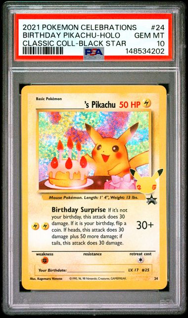 2021 Pokemon POKEMON CELEBRATIONS CLASSIC COLLECTION CLASSIC COLL-BLACK STAR #24 Birthday Pikachu-Holo front