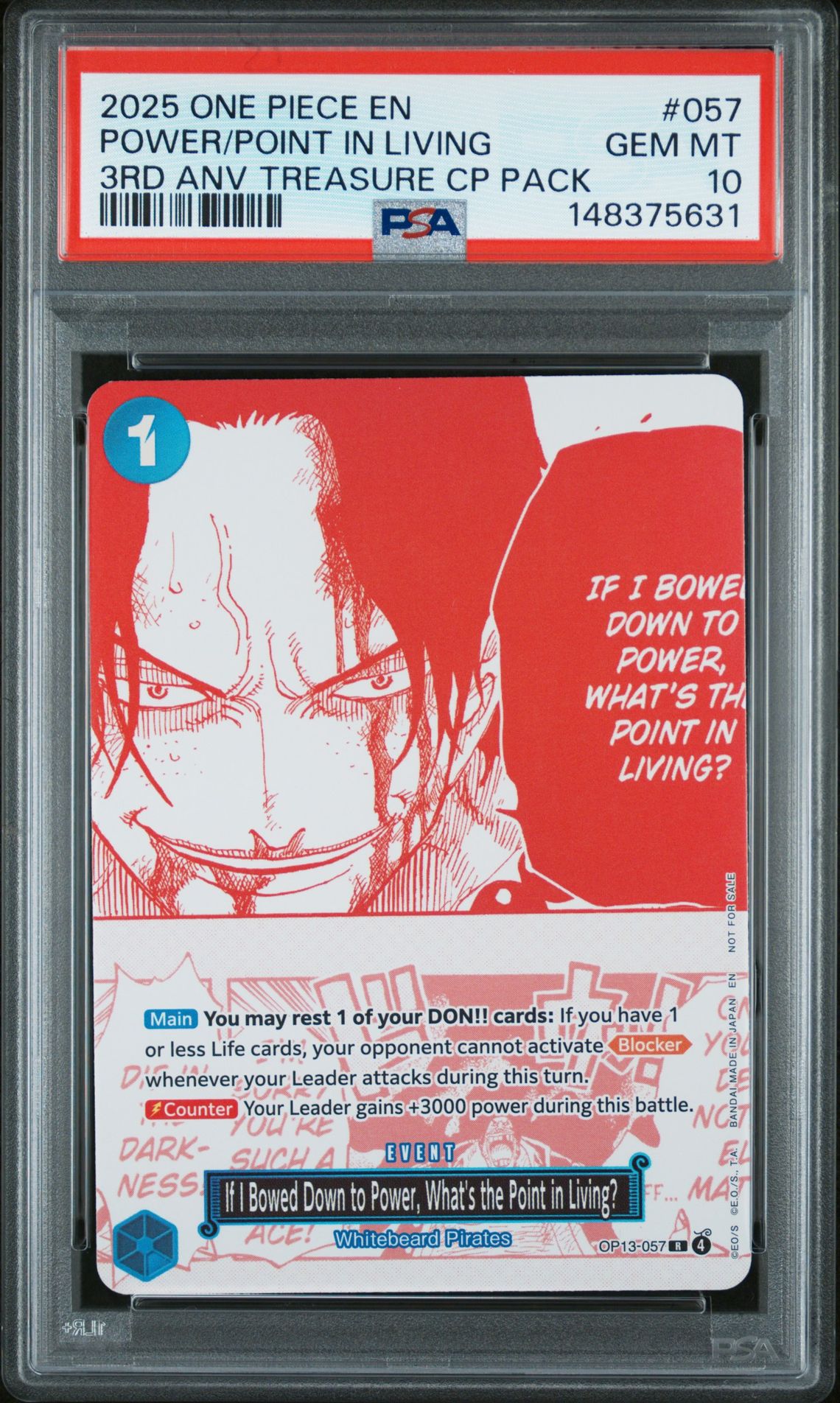 2025 One Piece ONE PIECE 3RD ANNIVERSARY! ONE PIECE CARD TREASURE CAMPAIGN PACK #057 Power/Point In Living front
