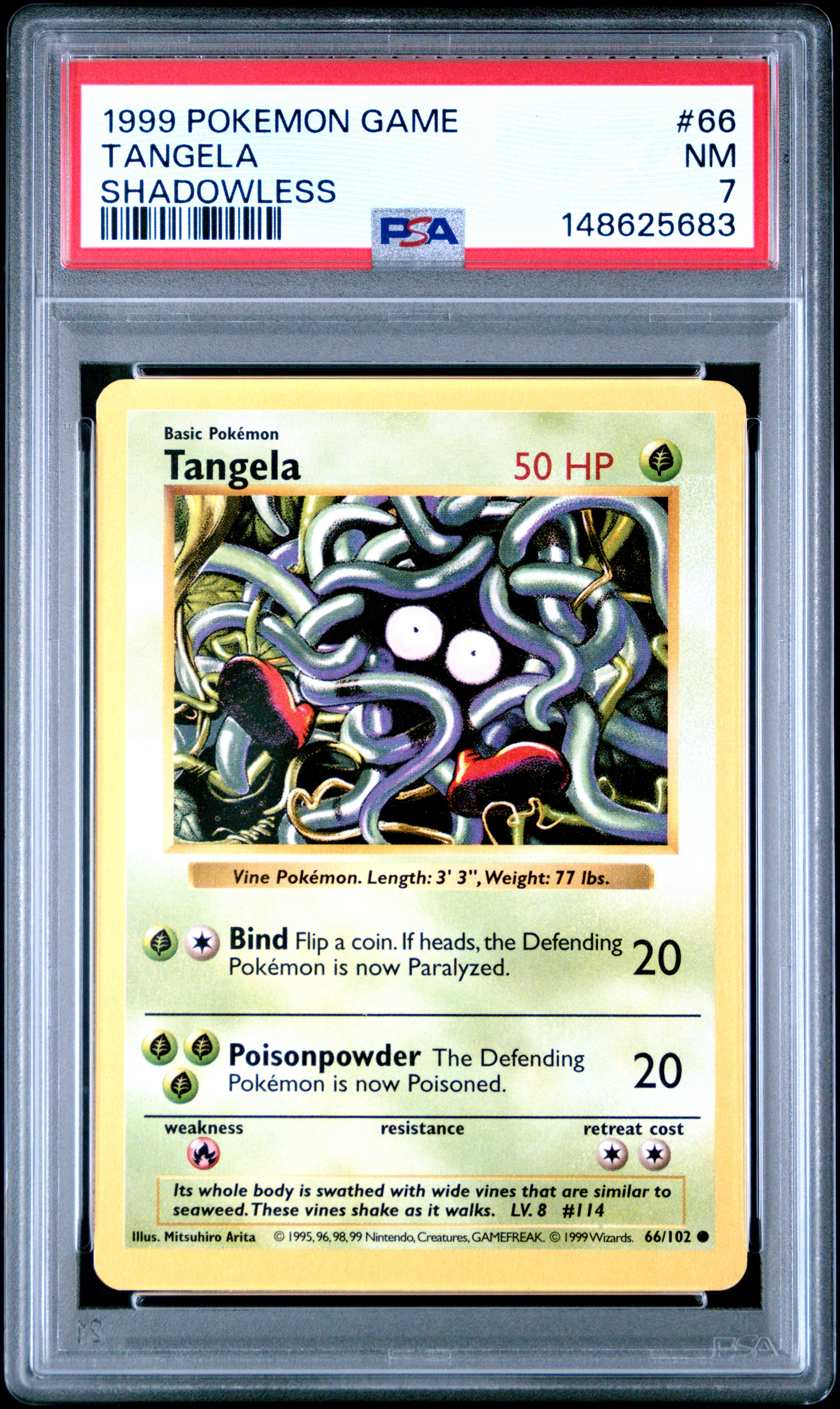 1999 #66 Tangela Shadowless PSA 7 Game Pokemon