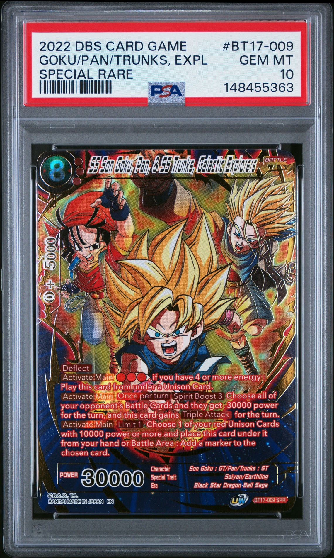 2022 Dragon Ball Dragon Ball Super Card Game Series 17 Ultimate Squad #BT17-009 Goku/Pan/Trunks, Expl front