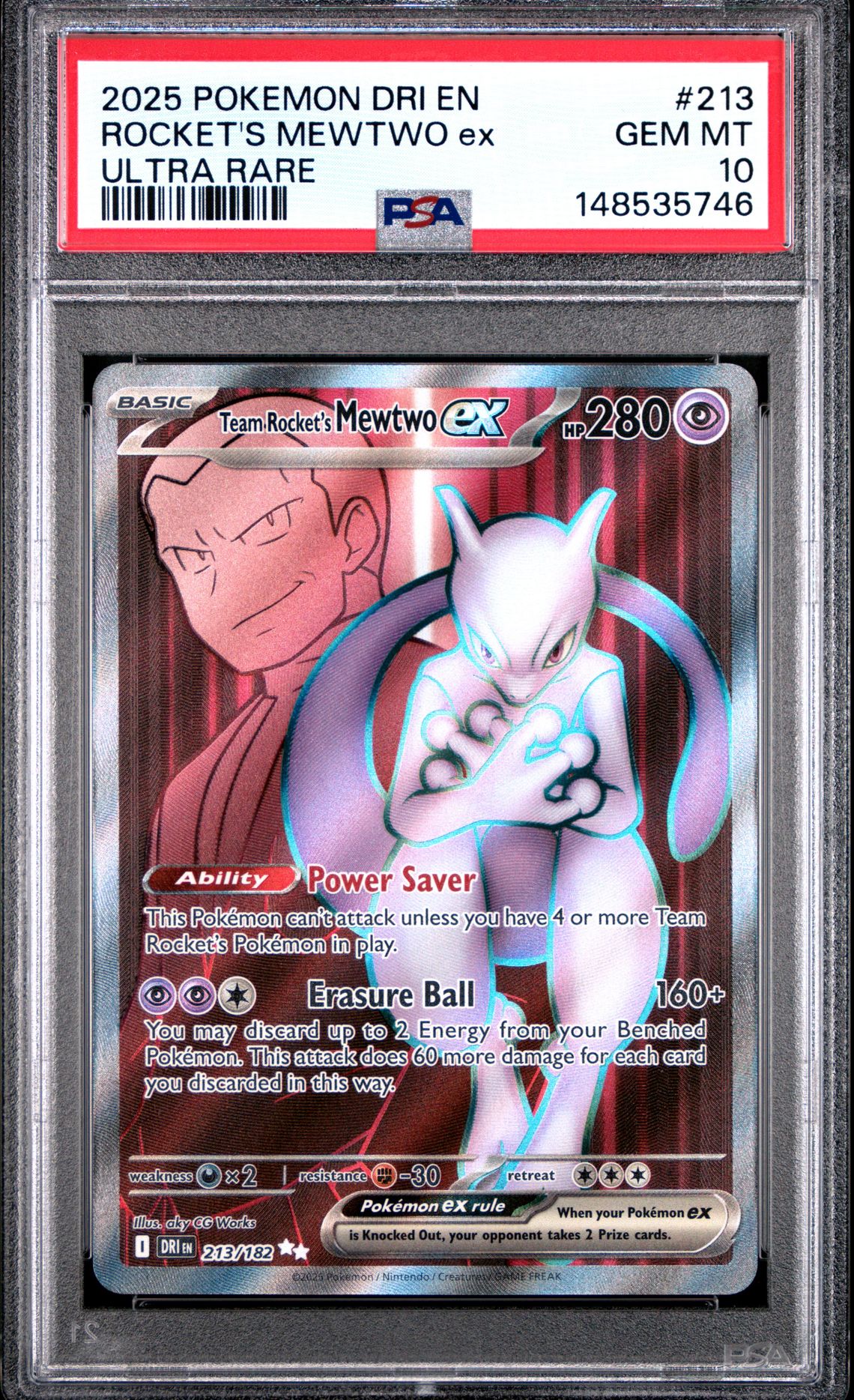 2025 Pokemon POKEMON DRI EN-DESTINED RIVALS ULTRA RARE #213 Rocket's Mewtwo EX front