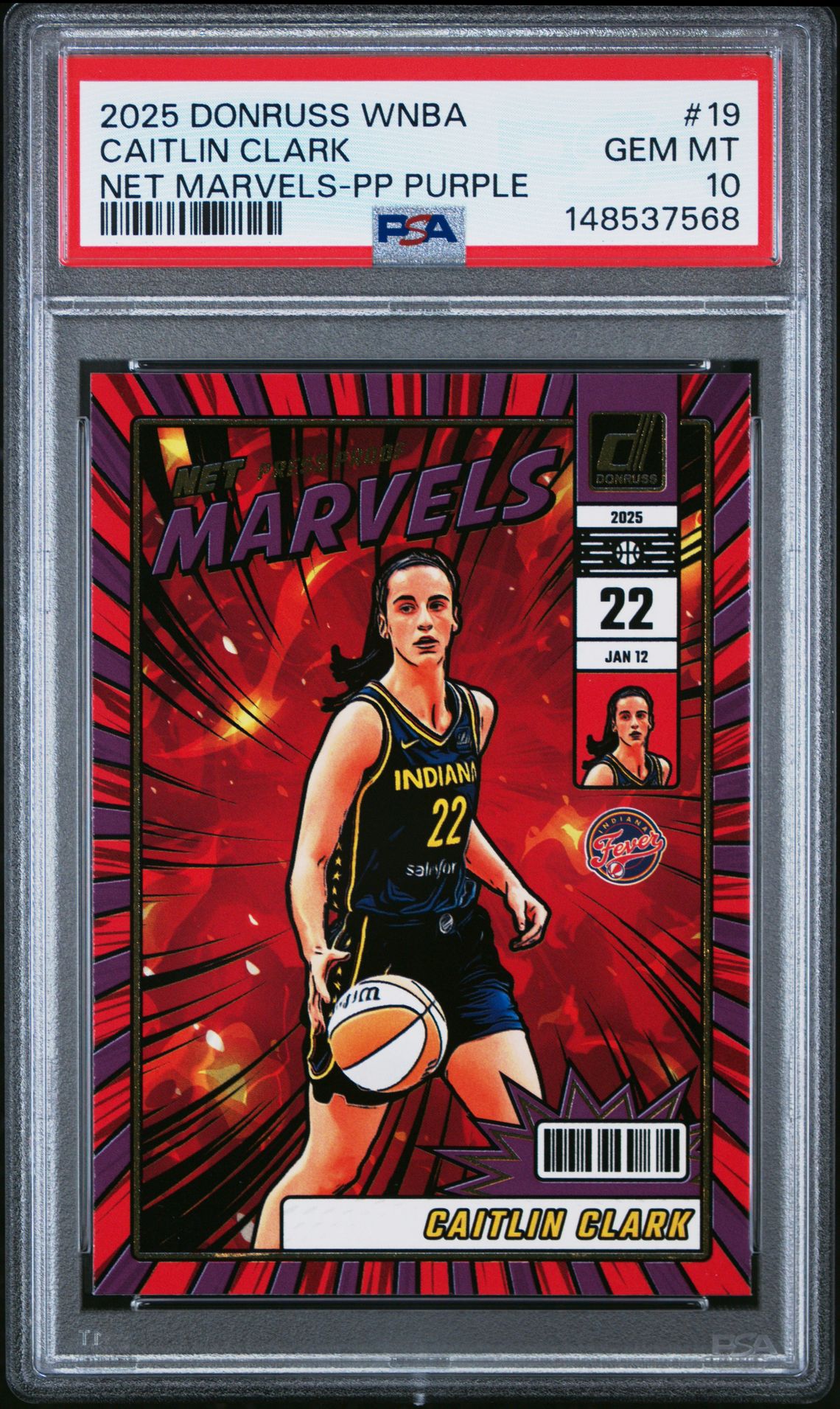 2025 Panini PANINI DONRUSS WNBA NET MARVELS NET MARVELS-PRESS PROOF #19 Caitlin Clark front