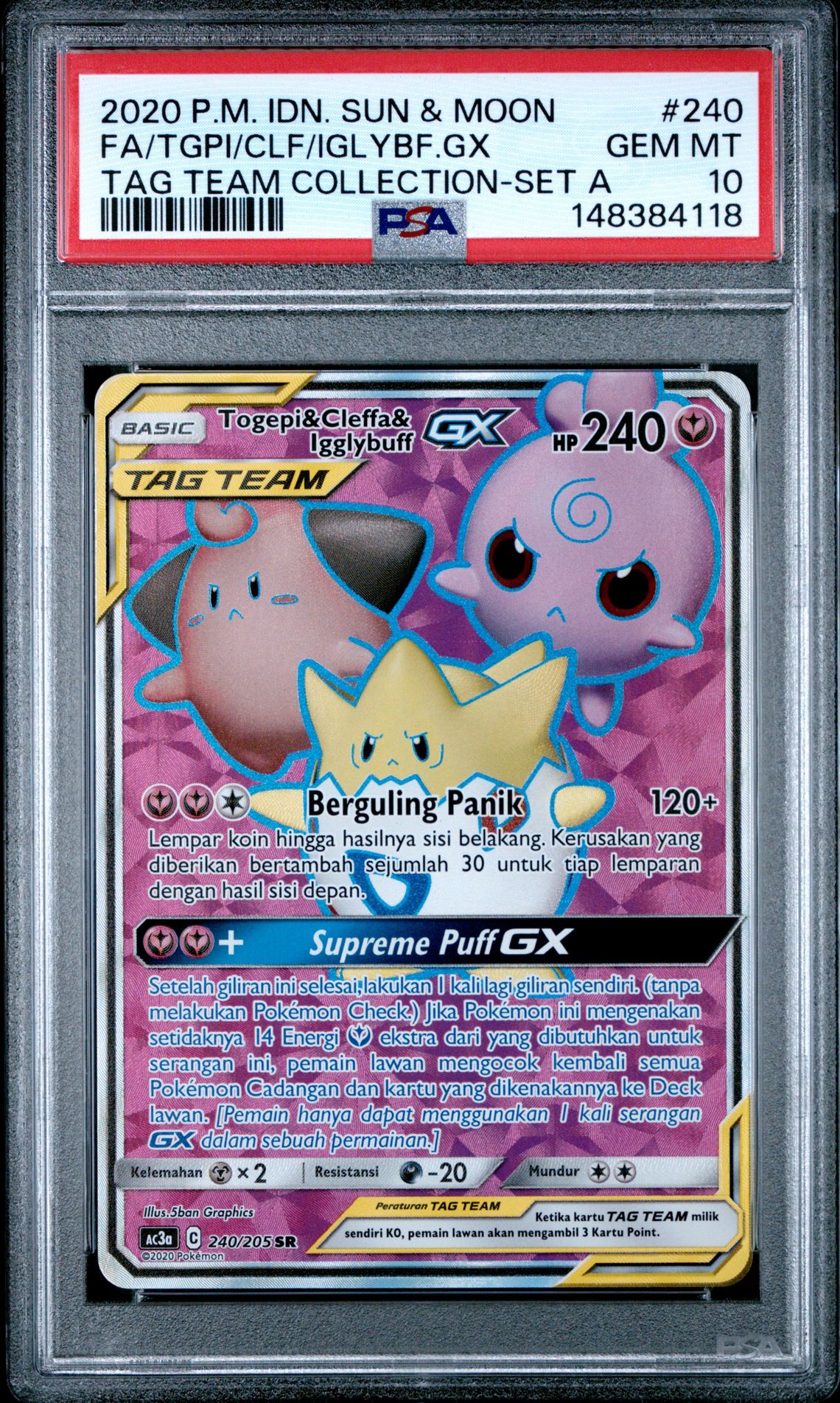 2020 Pokemon POKEMON INDONESIAN SUN & MOON TAG TEAM COLLECTION TAG TEAM COLLECTION-SET A #240 Fa/Tgpi/Clf/Iglybf.Gx front