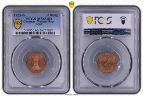 1923-G 2 Rtpfg J-307 MS66RD