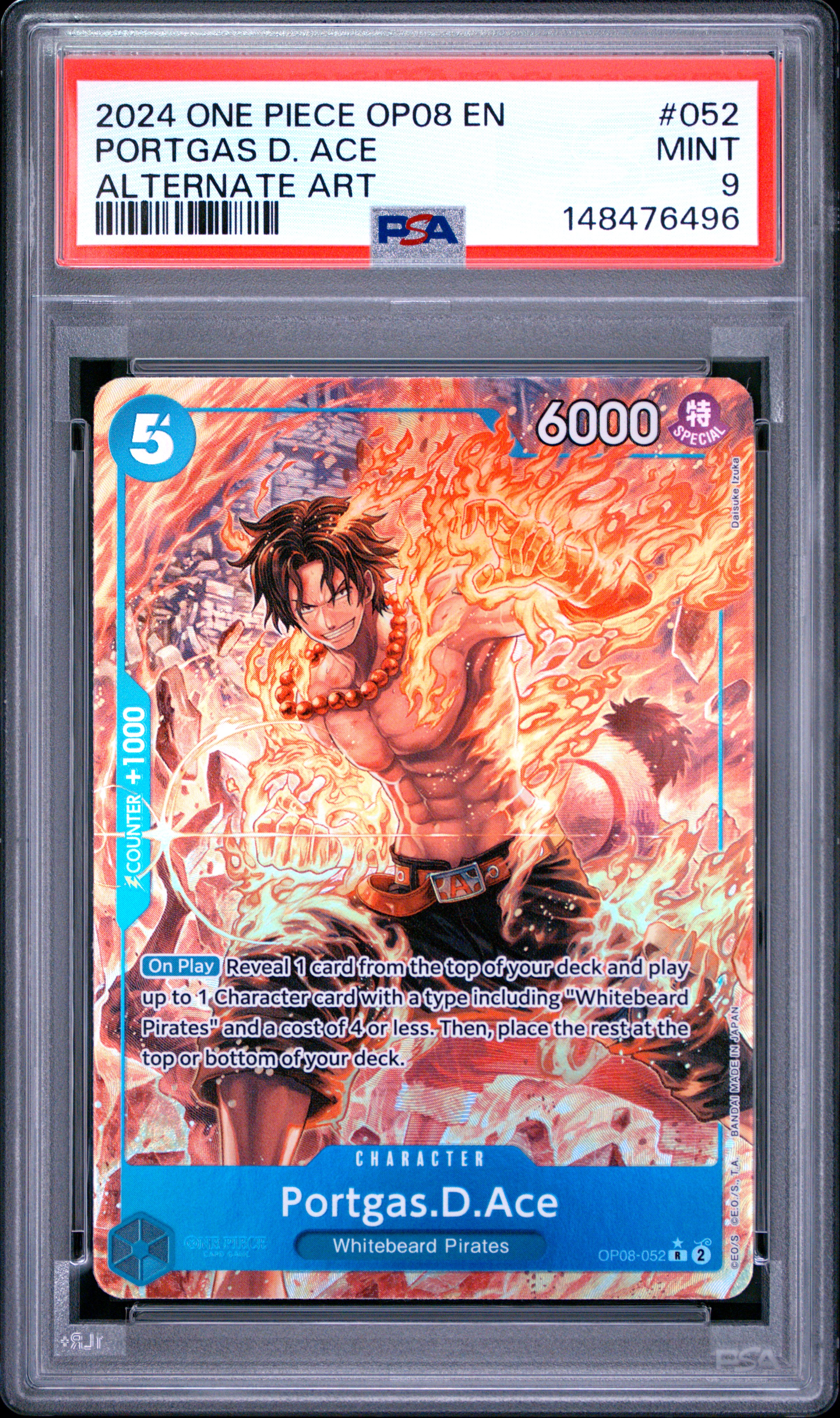 2024 #052 Portgas D. Ace PSA 9 One Piece OP08-Two Legends