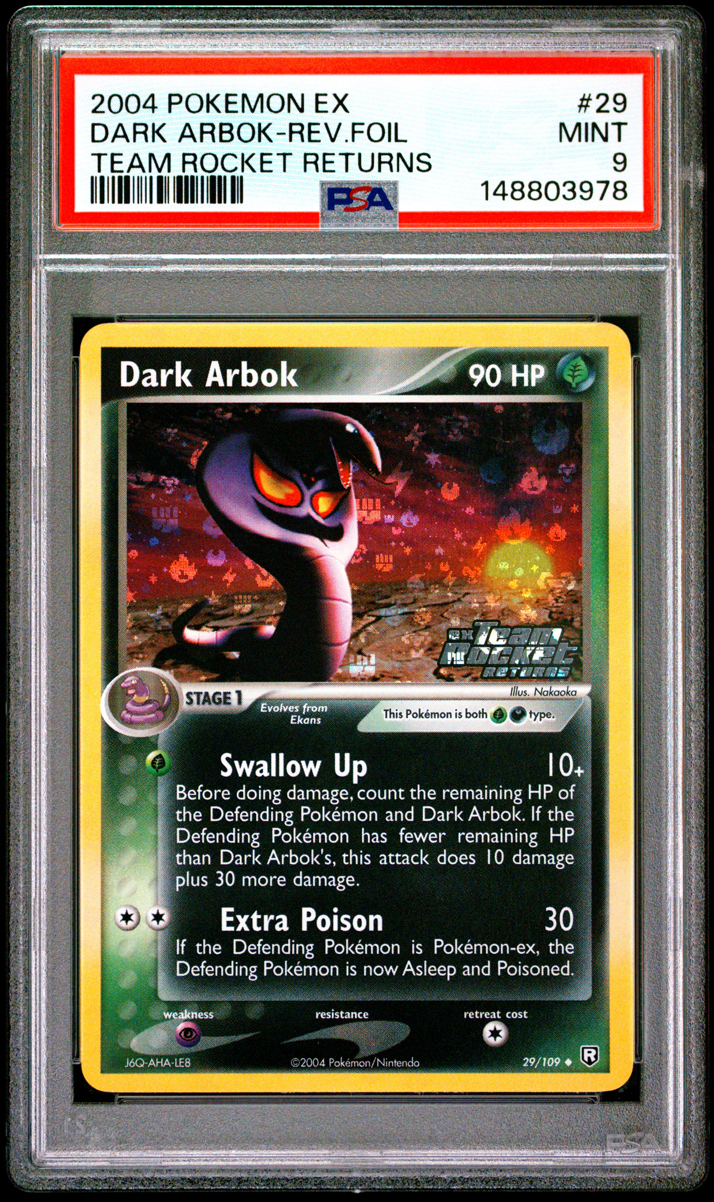 Snorstoretcg's 2004 Pokemon Ex Team Rocket Returns Dark Arbok-Rev.foil Team  Rocket Returns #29 PSA 9 | Card Ladder