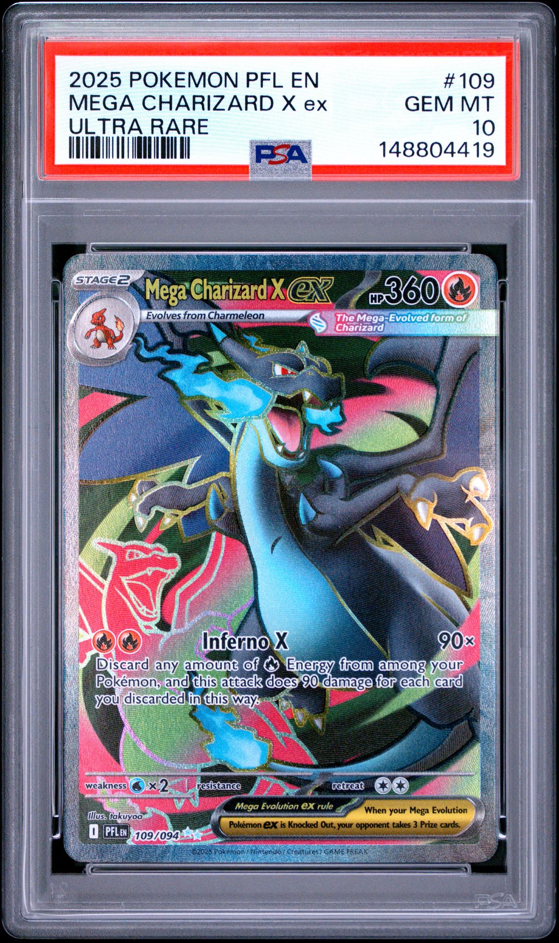 2025 Pokemon POKEMON PFL EN-PHANTASMAL FLAMES ULTRA RARE #109 Mega Charizard X Ex front