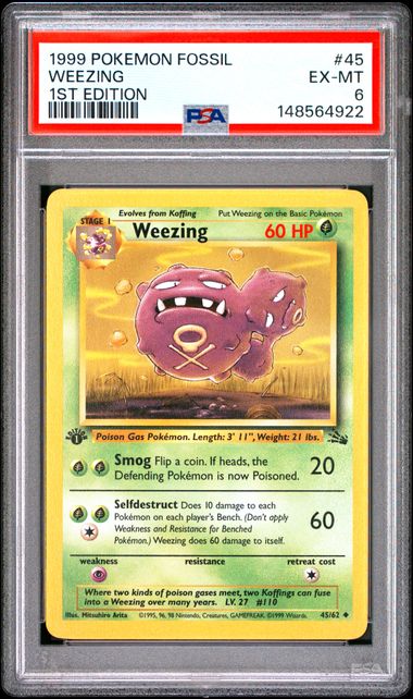 1999 Fossil Ex- Mt 1st Edition #45 Weezing front