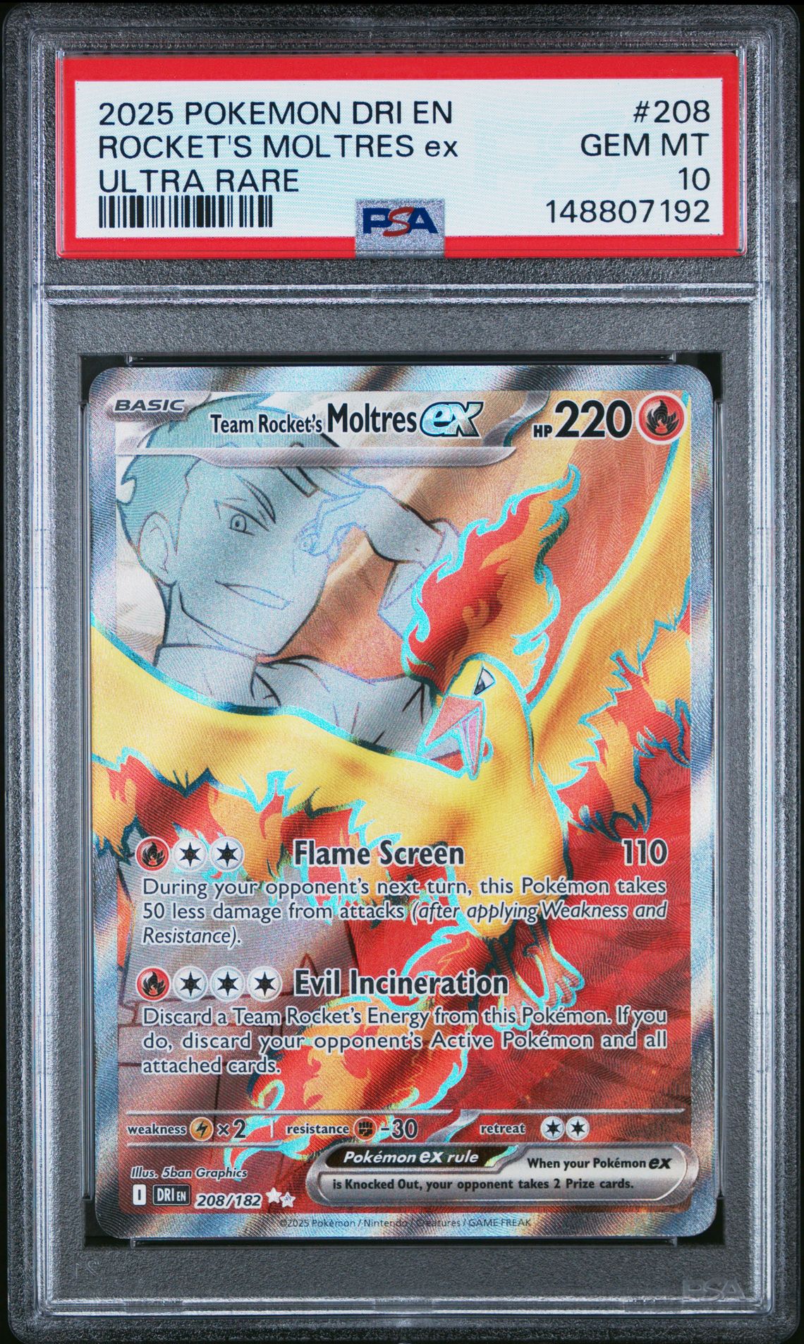 2025 Pokemon POKEMON DRI EN-DESTINED RIVALS ULTRA RARE #208 Rocket's Moltres EX front