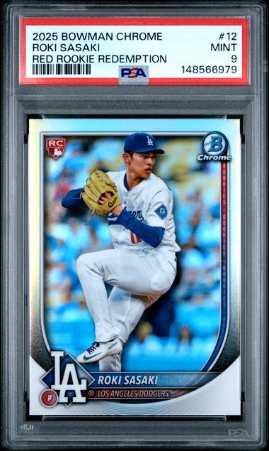 2025 Bowman Bowman Chrome Red #12 Roki Sasaki Emption front