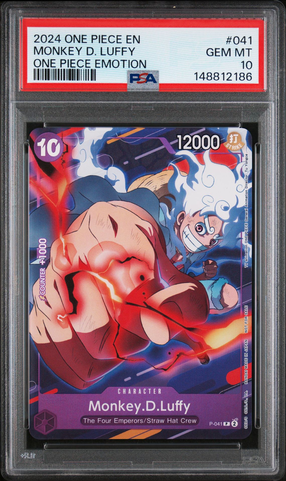 2024 One Piece Promos Monkey D. Luffy #041 (One Piece Emotion) Gem Mt 10 front view - PSA graded GEM MT 10