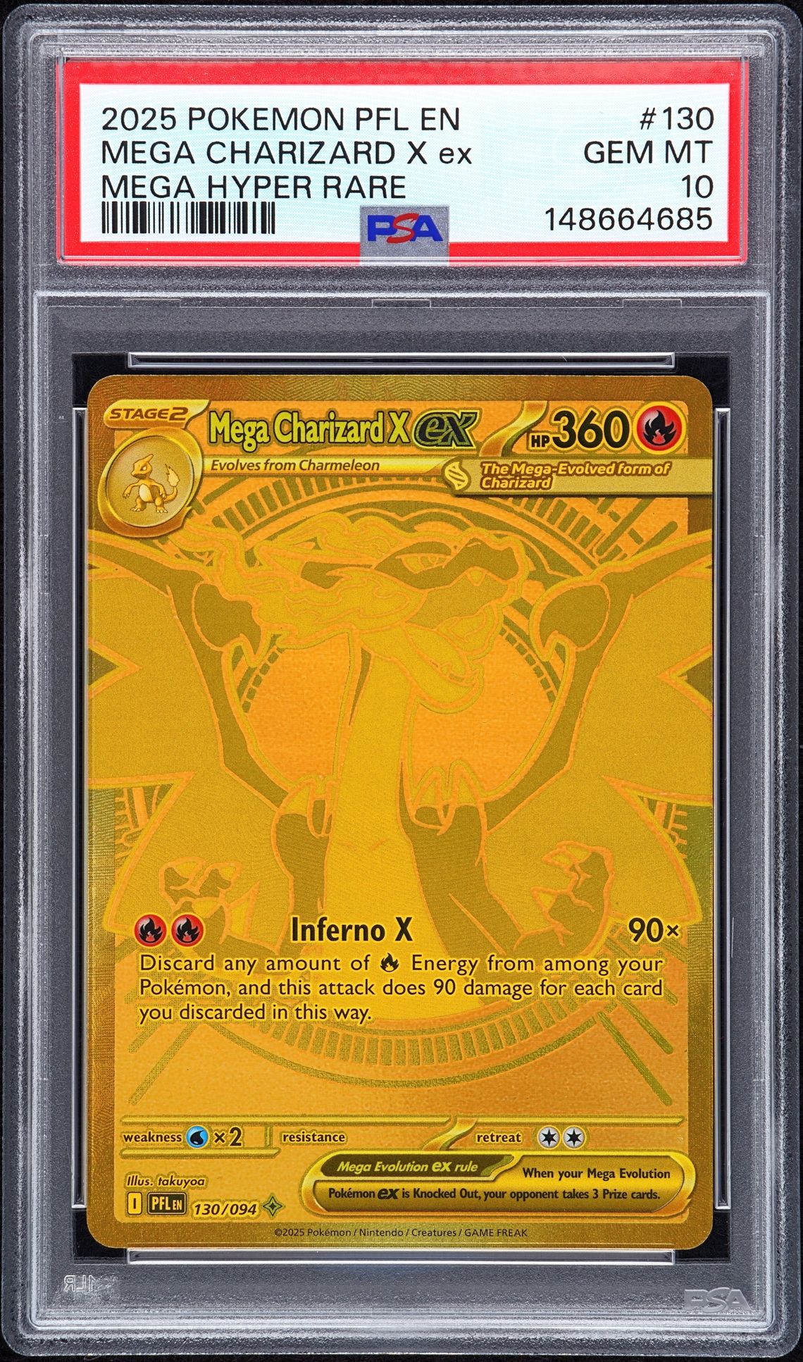 2025 Pokemon POKEMON PFL EN-PHANTASMAL FLAMES MEGA HYPER RARE #130 Mega Charizard X Ex front