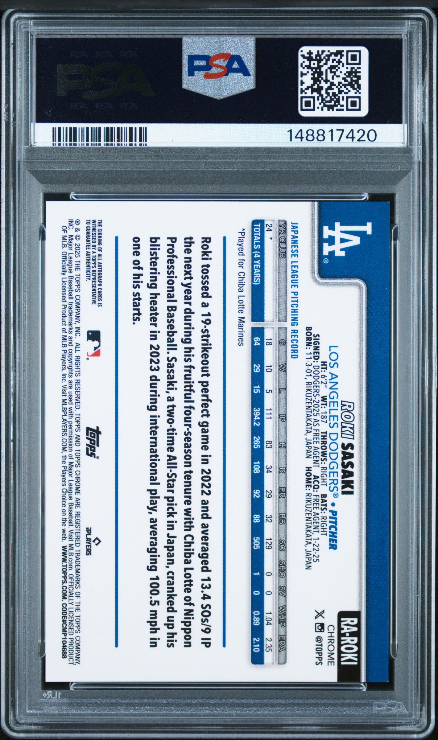 PSA 証明番号の確認方法: - PSA Japan 148817420