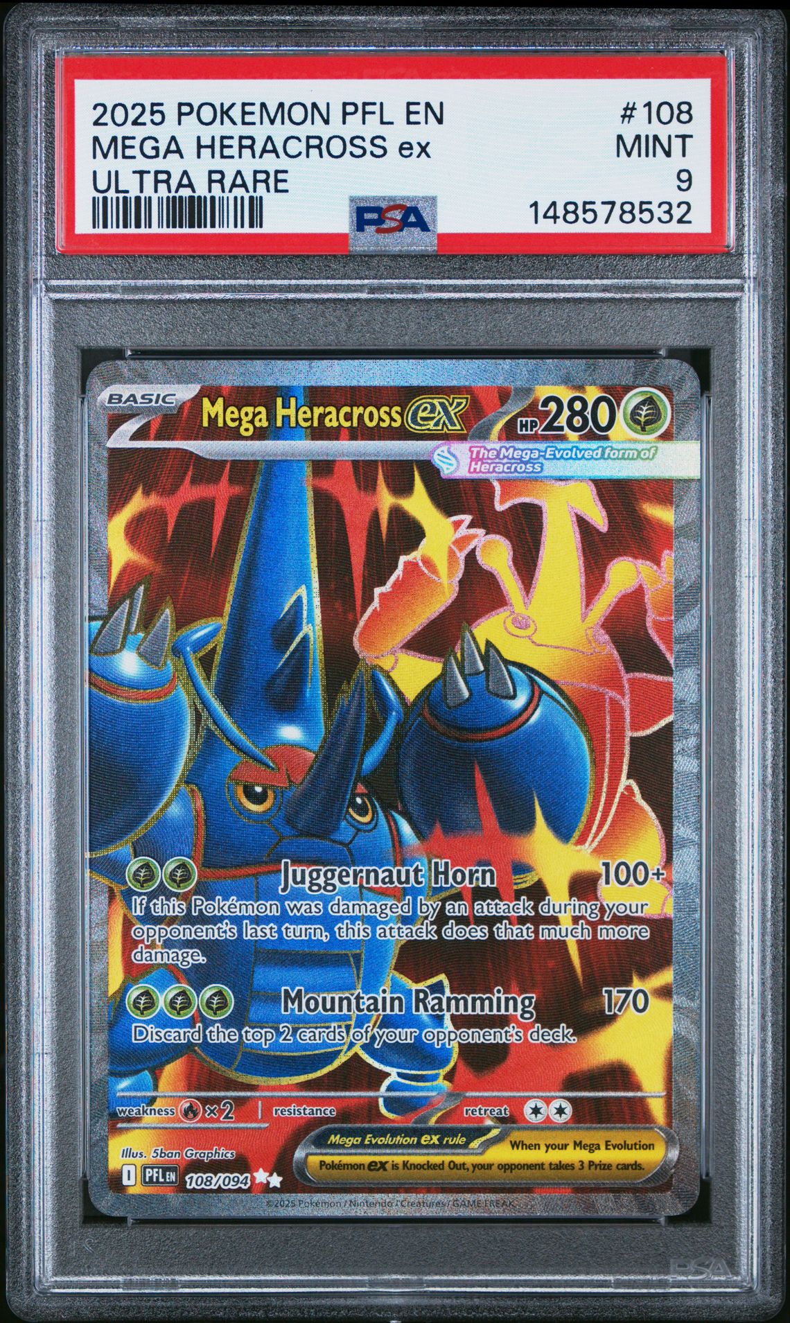 2025 Pokemon POKEMON PFL EN-PHANTASMAL FLAMES ULTRA RARE #108 Mega Heracross Ex front