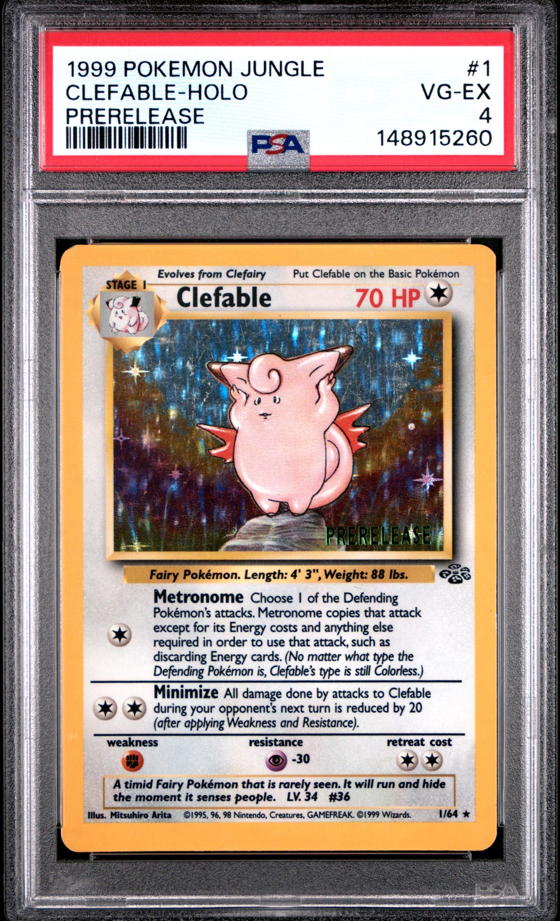 1999 Pokemon POKEMON JUNGLE PRERELEASE #1 Clefable-Holo front