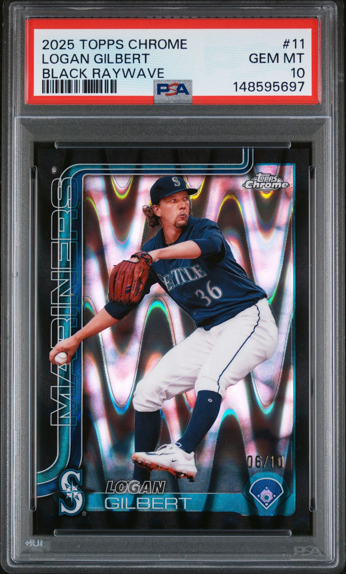 2025 Topps Chrome TOPPS CHROME BLACK RAYWAVE #11 Logan Gilbert front