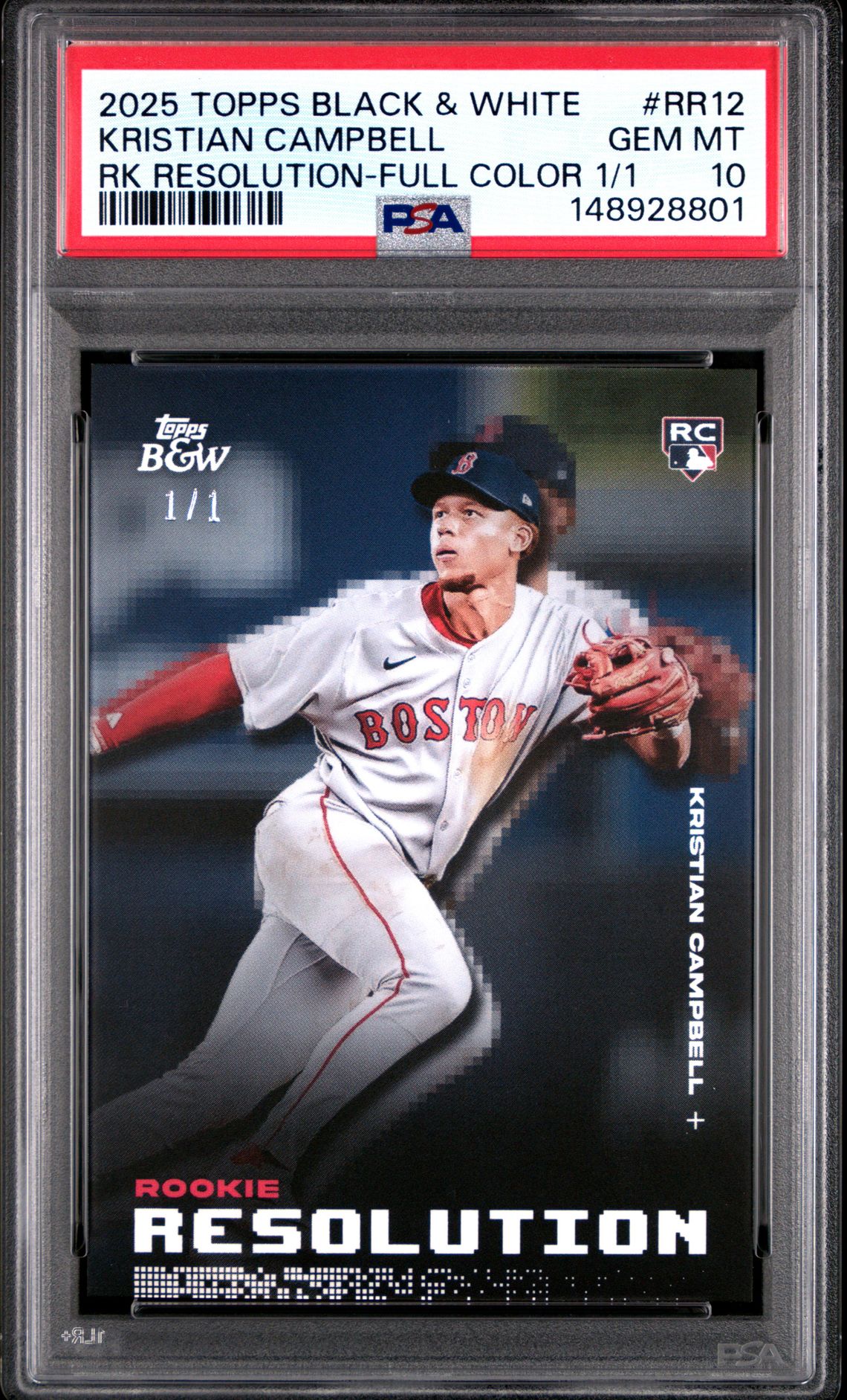 2025 Topps TOPPS BLACK AND WHITE ROOKIE RESOLUTION RK RESOLUTION-FULL COLOR 1/1 #RR12 Kristian Campbell front