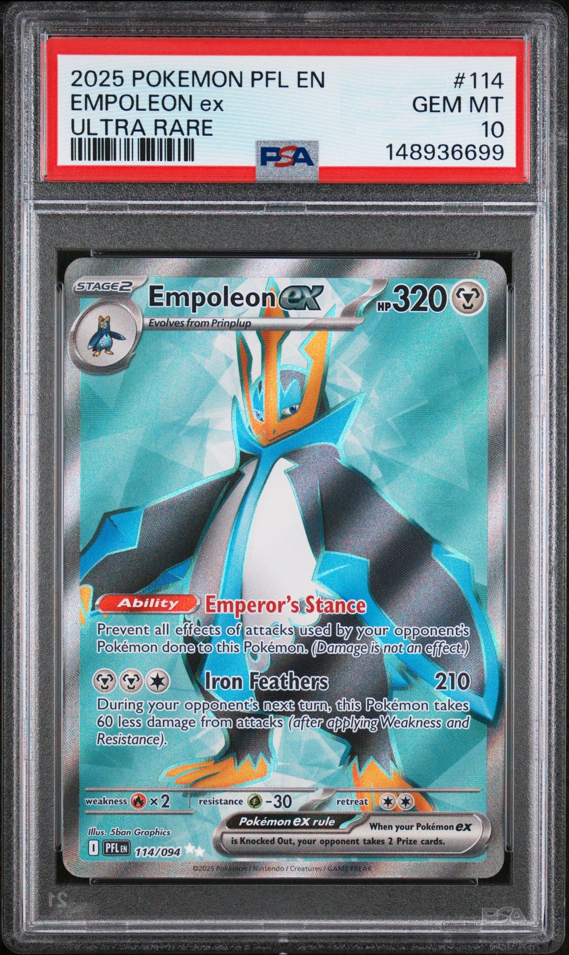 2025 Pokemon POKEMON PFL EN-PHANTASMAL FLAMES ULTRA RARE #114 Empoleon Ex front